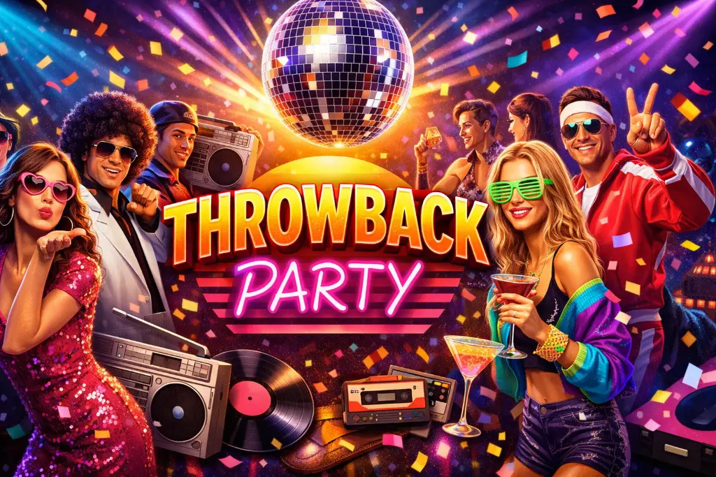 Plakat til Tanken Arena i Ål sitt Throwback Party