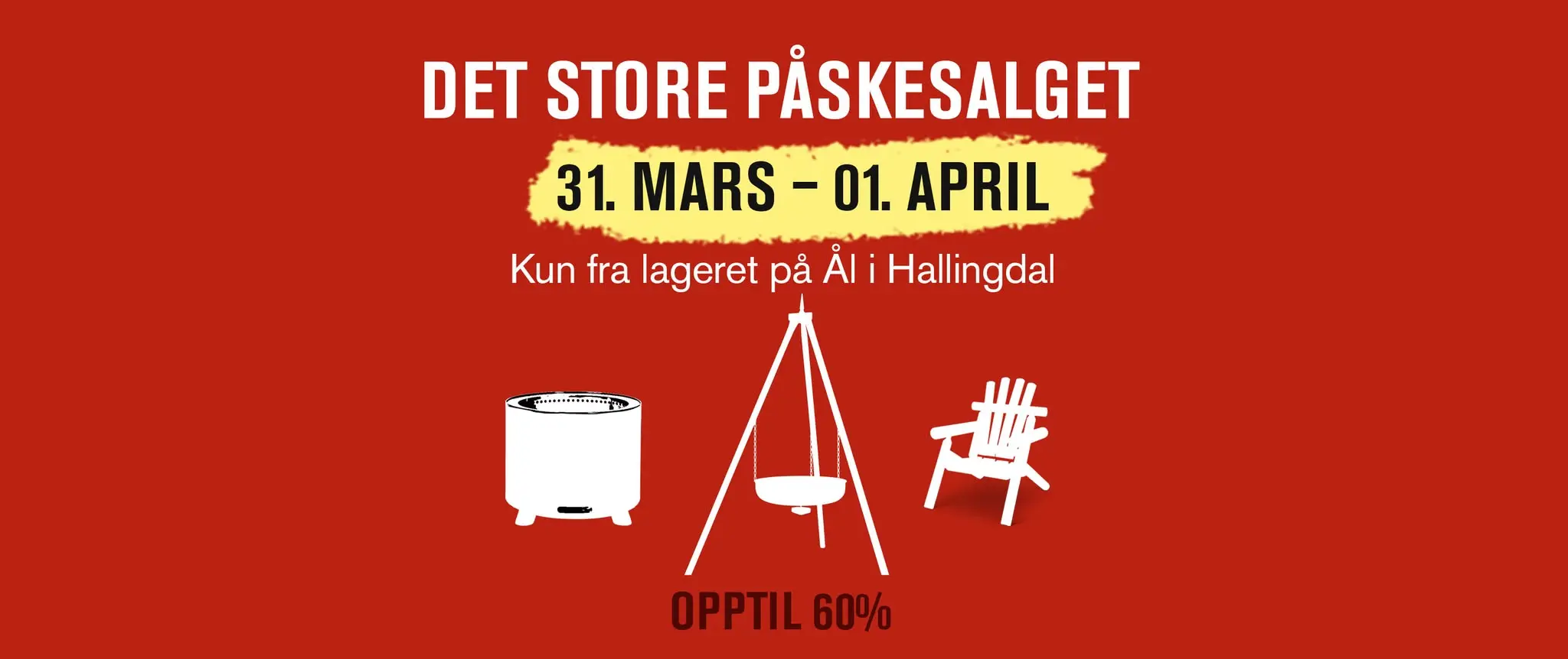 Plakat til det store påskesalget på Espegard