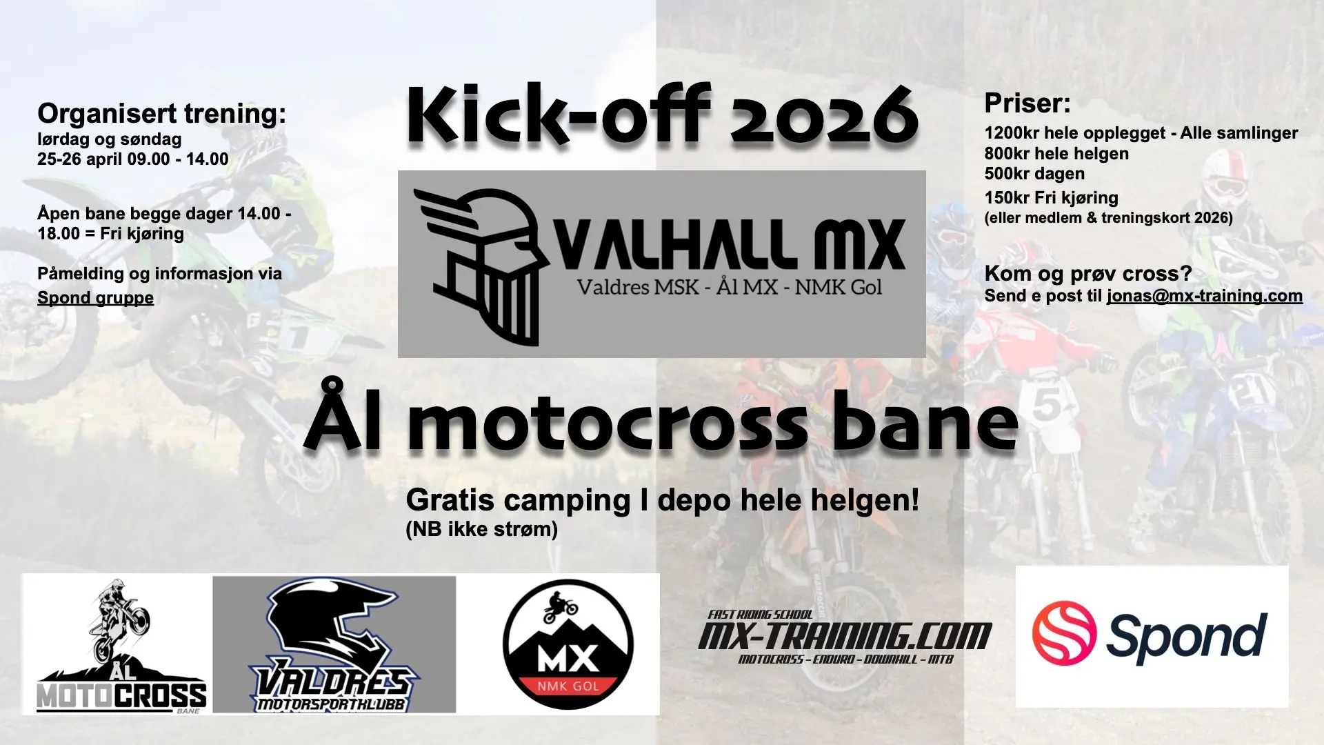 Plakat for kick-off på Ål Motocrossbane 2026