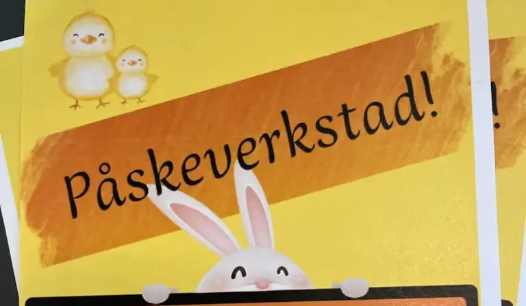 Plakat til påskeverksted på Biblioteket i Ål 21. mars