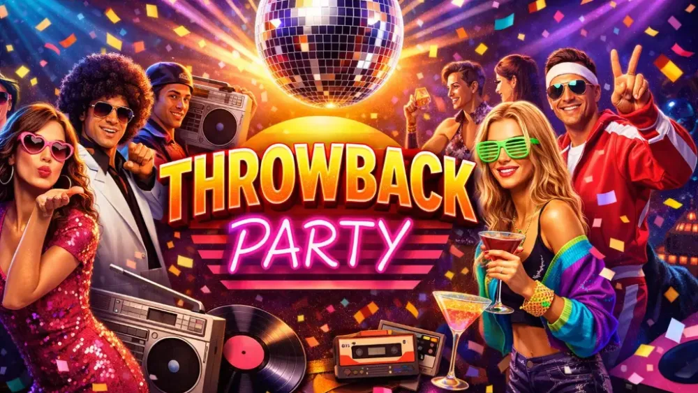 Plakat til Tanken Arena i Ål sitt Throwback Party