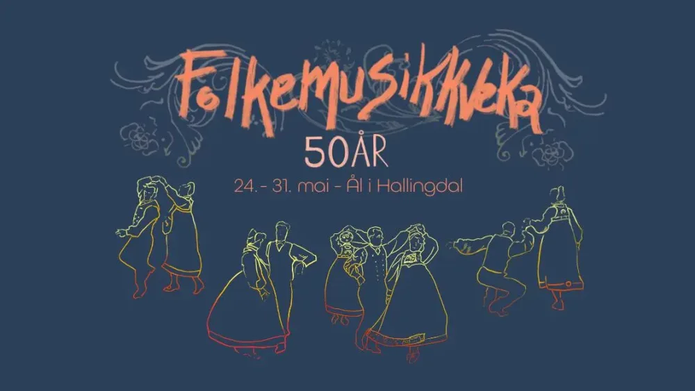 Plakat for Folkemusikkveka 2026, som feirer 50 år.