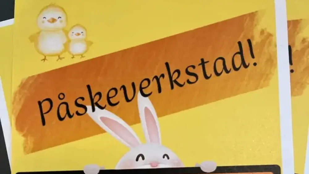 Plakat til påskeverksted på Biblioteket i Ål 21. mars